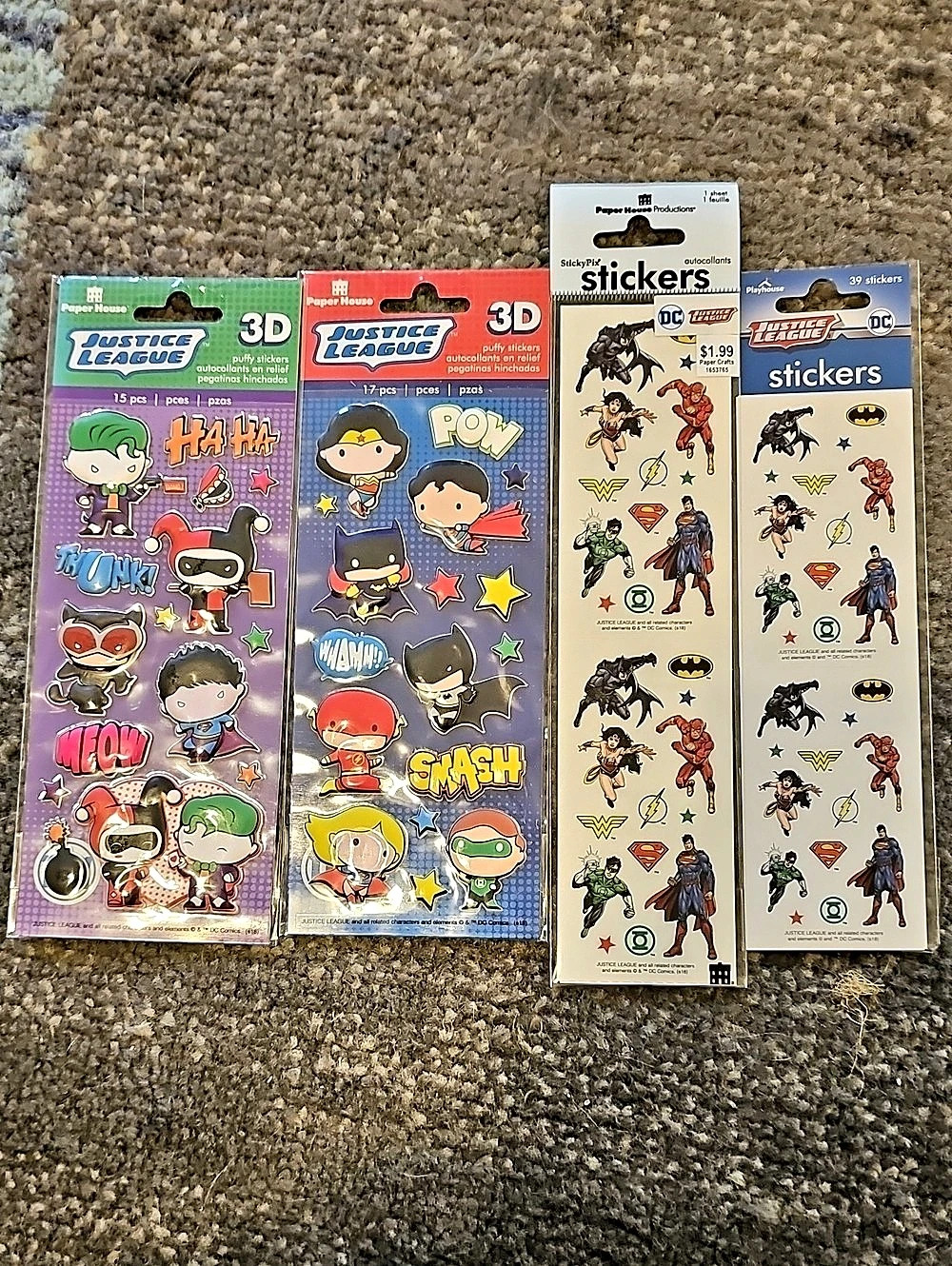 Paper House Justice League stickers 3D Stickers Set Multicolor NWT